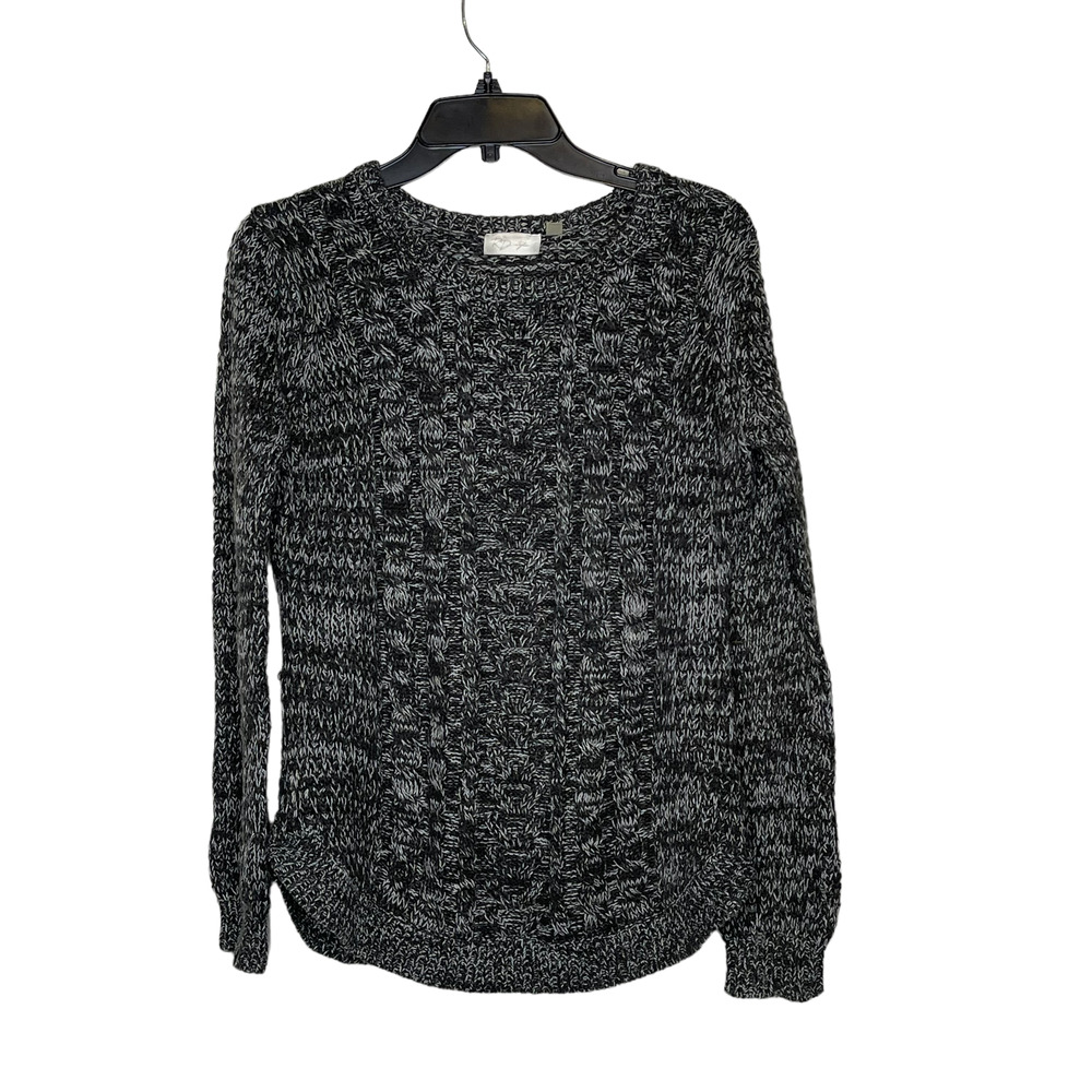 KD Style Womens Cable Knit Sweater Size Small Gray White Knit Acrylic Cotton‎